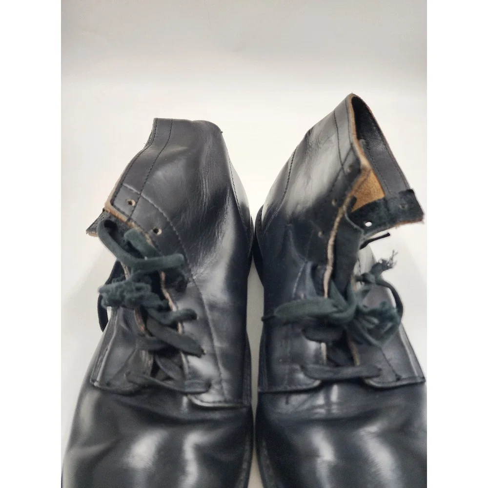 Vintage Black Leather Combat Boots Mens Military Style Vietnam era Ankle Boots
